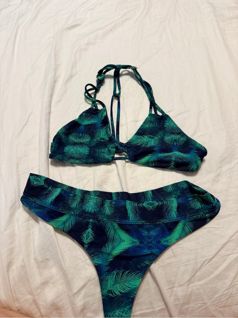 Stone Fox Swim Teal & Navy Palm-Print Bikini - Picture 4 of 5